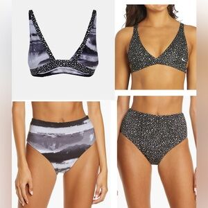 Nike reversible bikini top and high waisted bikini bottoms in Water Dots